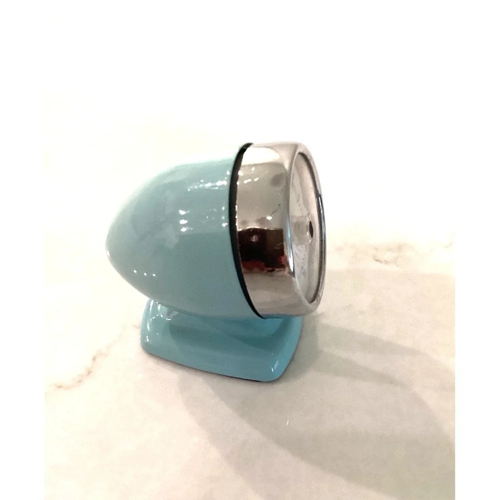 Manual Kitchen Timer Savor the Day MCM Style Turquoise & Chrome 3in Works Well